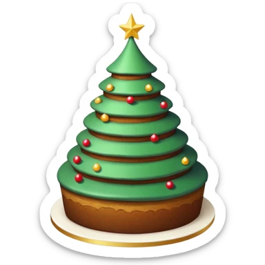 cake that looks like christmas tree, it is layered with white cream and has sharp corners sticker
