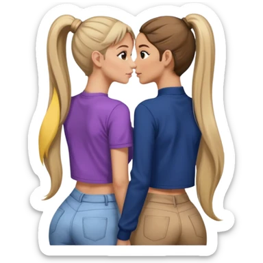  Ariana grande back view with long hair in a ponytail leaning on another girl with long hair in a ponytail  sticker