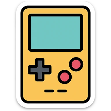 flat icon style Gameboy, emphasizing D-pad and screen, modern, minimal look sticker