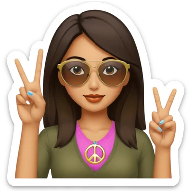 Professional sexy woman posing in shades flashing peace sign sticker