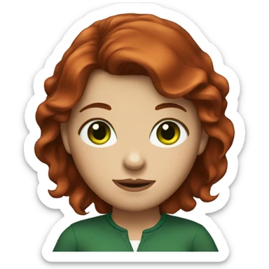 girl with dark red hair and green eyes  sticker
