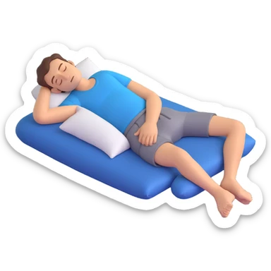 man sleeping flat on his stomach, arms at sides, relaxed sticker