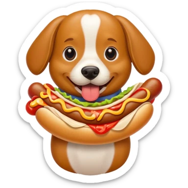 Dog eating a hotdog sticker