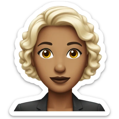 a professional woman, confident, looking smart and sharp in makeup industry sticker