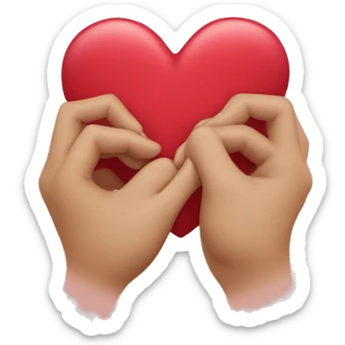 kissy face holding up hands in the shape of a heart  sticker