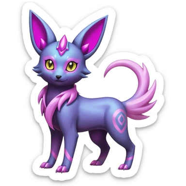 White and magenta pastel soft glossy smooth alloy divine holy legendary epic ethereal fantasy cyperpunk futuristic feral Manectric-Luxray-Umbreon-Espeon-Amaura-Electrike-fusion-creature  sticker