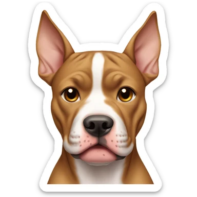 Light brown pitbull with ears cut and bows sticker