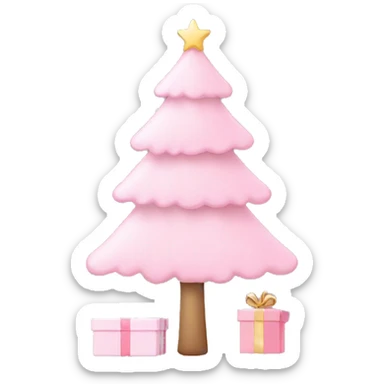 cute pastel pink christmas tree with pastel pink presents under  sticker