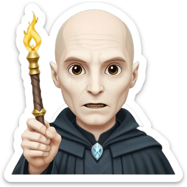 Voldemort saying avadakadevra pointing a wand sticker
