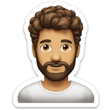 Garcon brun cheveux court dégradé et barbe courte yeux marron sticker