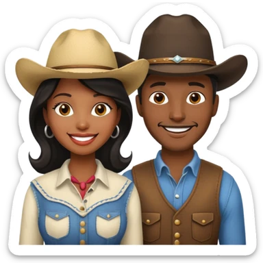 White cow boy and black lady sticker