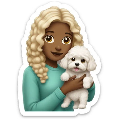 Girl holding maltipoo  sticker