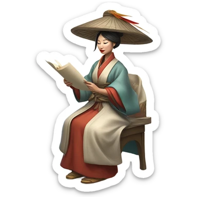 Hu Tao doing poetry sticker