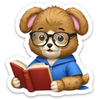 plushie studying for school sticker