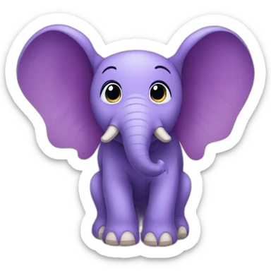 purple elephant with wings sticker