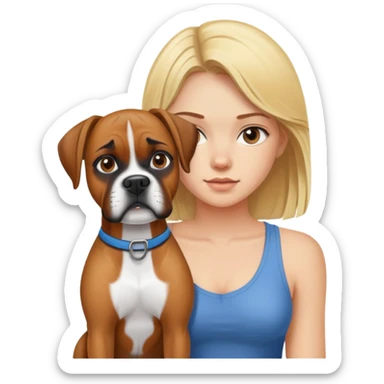 Blonde girl with boxer dog sticker