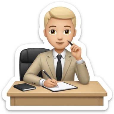 employee sitting at a desk sticker