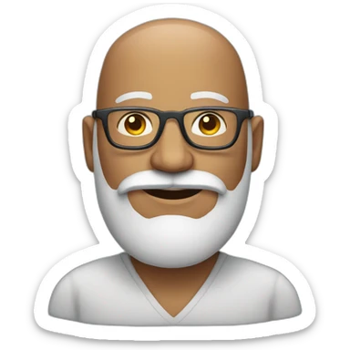 Shiny Bald Indian man  with big grey beard and glasses sticker