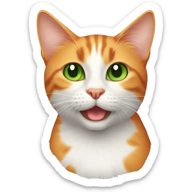 Orange cross eyed cat with green eyes sticker