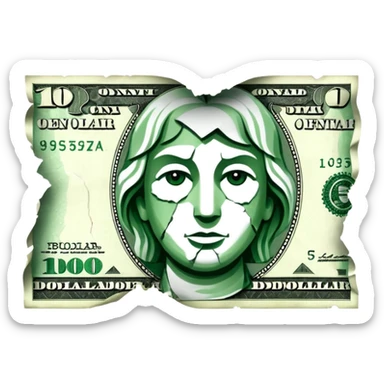 damaged one dollar billone dollar bill sticker