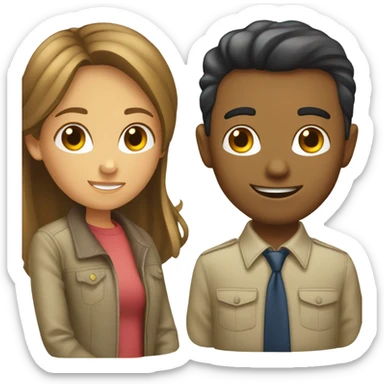 Una chica y un chico en esquiando  sticker