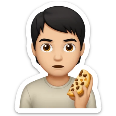 mach mir eine sportliche person mit schwarzen haaren die gerade offensichtlich heißhunger hat. Sie soll määnlich sein sticker