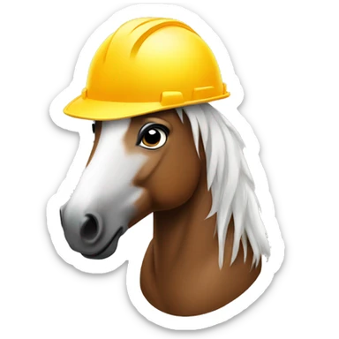 horse wearing a construction helmet sticker