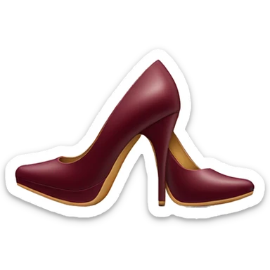 Realistic isolated pair of burgundy pointed toe high heel shoes sticker