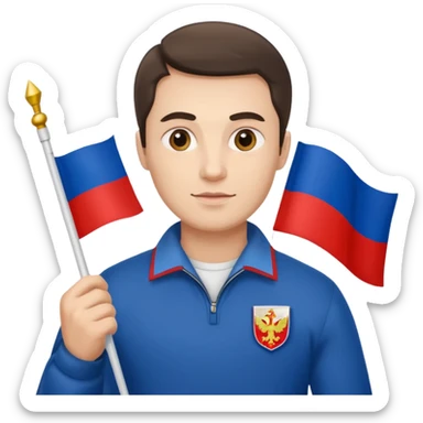 realistic man with russian flag in hand sticker