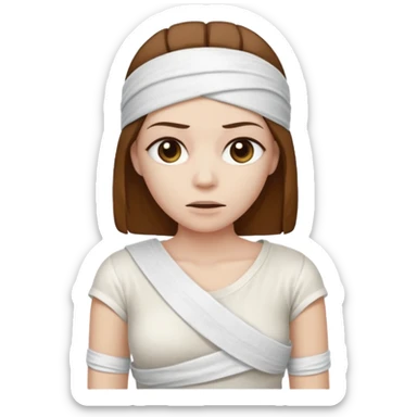 Mummy, his clothes:white T-shirt, brown hair sticker