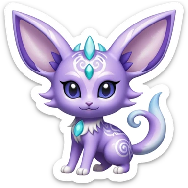 Shiny Exotic Cute Adorable Majestic Ethereal Sparkly Espeon-Meowstic-Hybrid-Creature with pattern-markings sticker