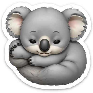 meme-worthy-cute-sleeping-koala-portrait-emoji,-head-resting-peacefully-with-a-contented-smile,-showcasing-a-cuddly-build-and-a-luxuriously-soft-grey-fur,-eyes-closed-in-a-serene,-restful-snooze,-simplified-yet-hilariously-adorable-features,-sleeping cute sticker