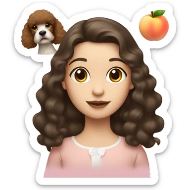 Brunette girl is pale with a peach poodle sticker