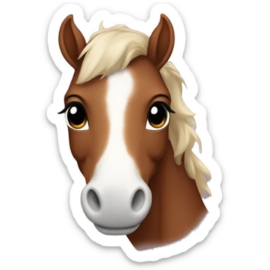 brown cute baby horse with white muzzle sticker