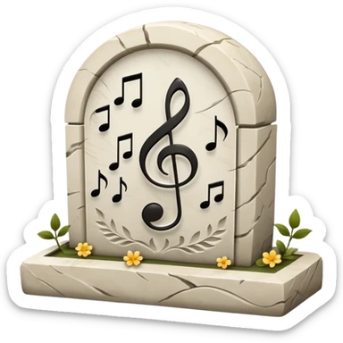 fuck on em grave with msuic notes white grave sticker