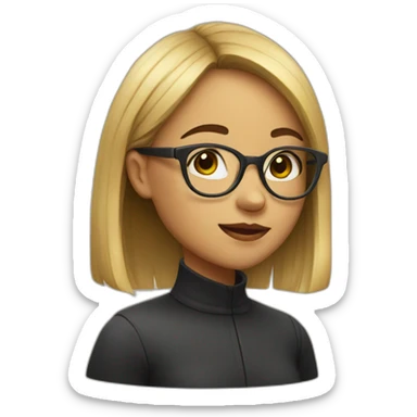 girl,wearing glasses,bangs sticker