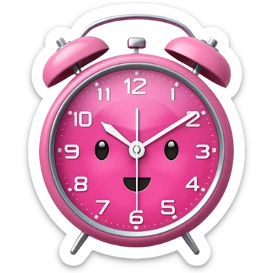 pink alarm clock with the white face sticker