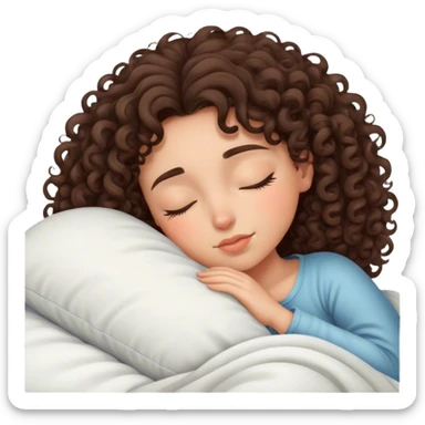 brunette girl  curly sleeping cozy  sticker
