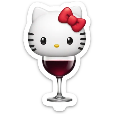Hello Kitty drinking red wine sticker