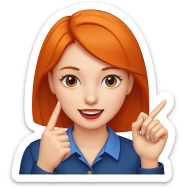 shy smirking face biting pointer finger sticker