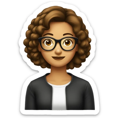 Fille a lunettes cheveux lisses brun mi-court sticker