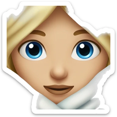cozy blonde girl in a blanket. blue eyes long eyelashes sticker