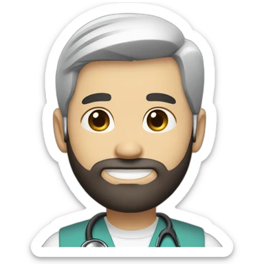 doctor brown beard smiles white skin color black hair on the head short haircut on the head sticker