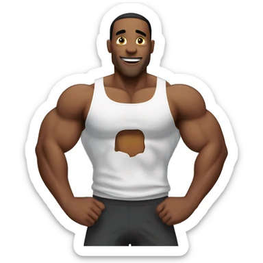 Bodybuilders, squeezing his chest sticker