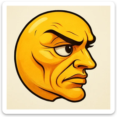 yellow face emoji with dramatic side profile sticker