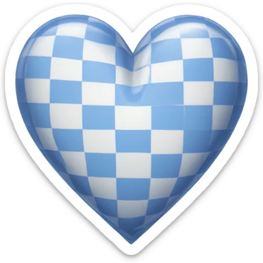 Blue and white checkered heart sticker