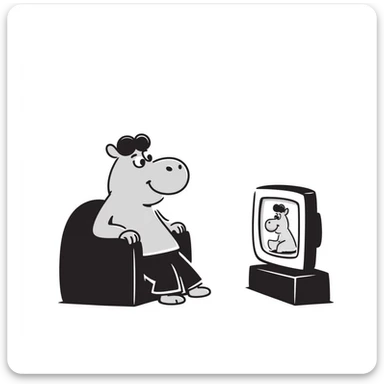 hippo watching TV sticker