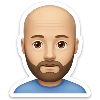 men without winkles with beard almost bald, slim sticker