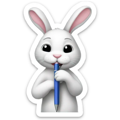rabbit hug a huge pen sticker
