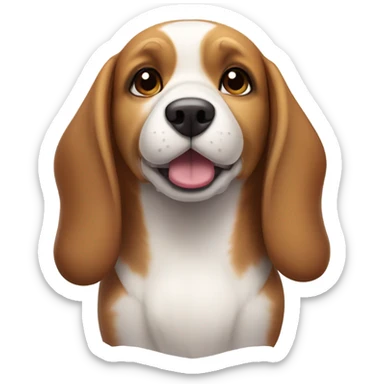 Cute beagle dog with short ears and is medium brown and white that’s cute and a little chubby that is really cute  sticker